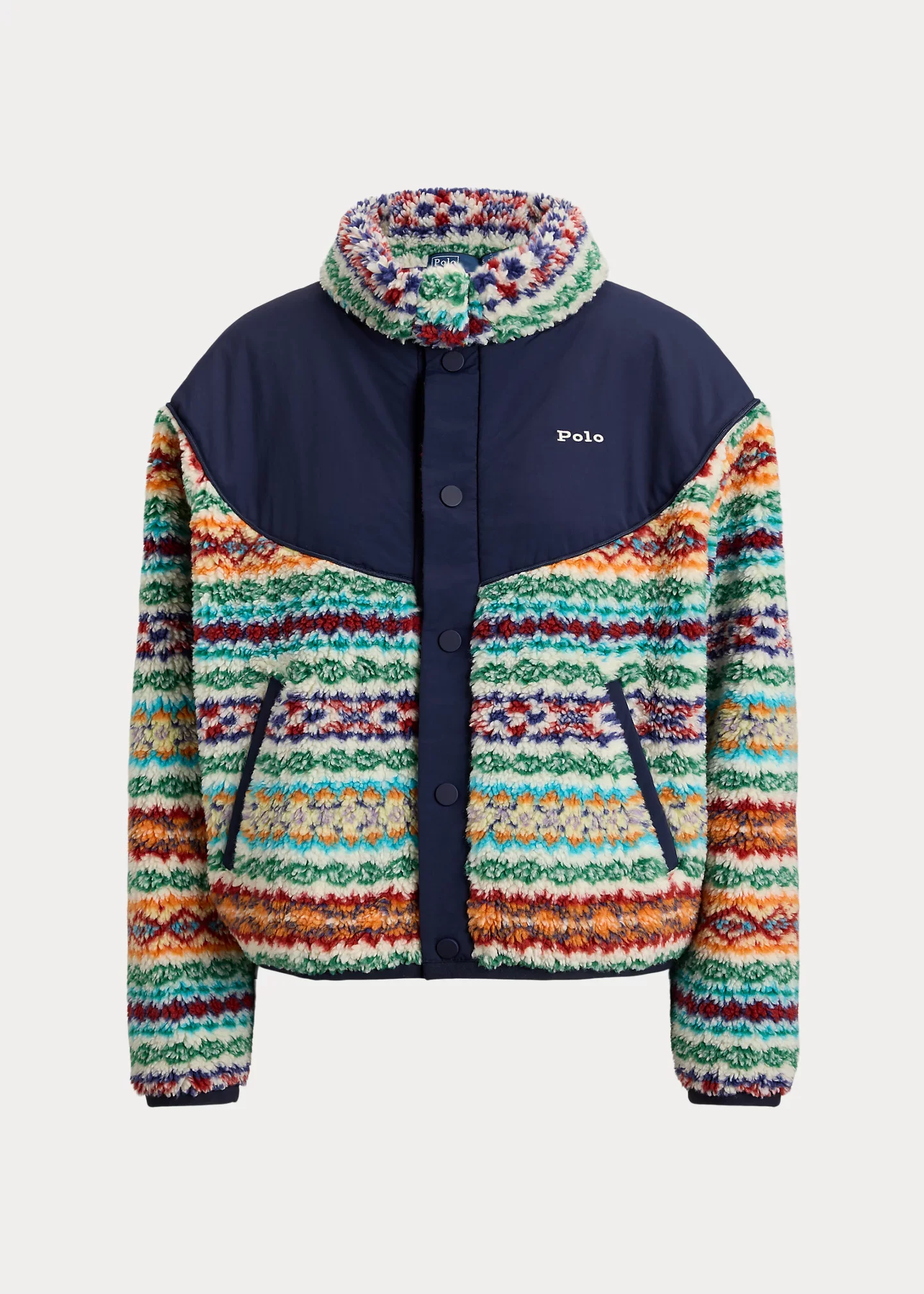 Fair Isle High-Pile Fleece Mockneck - 1