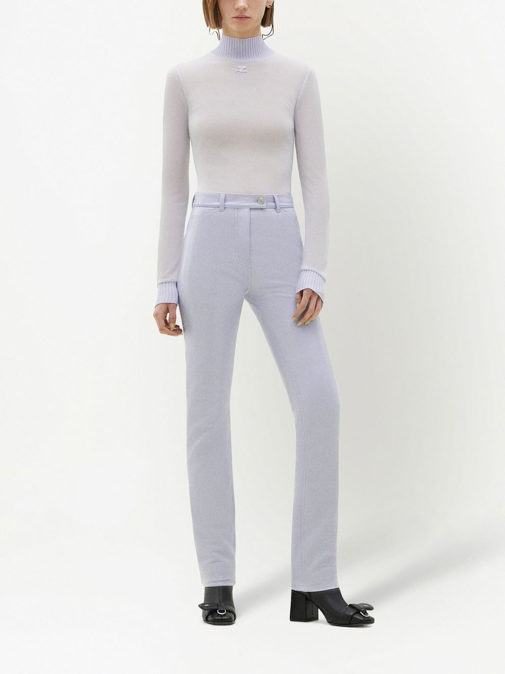 straight-leg vinyl trousers - 2