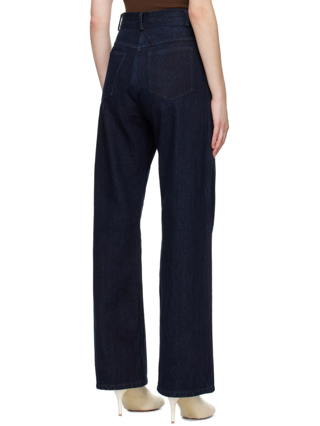 Navy Reconstruct High Waist Jeans - 3