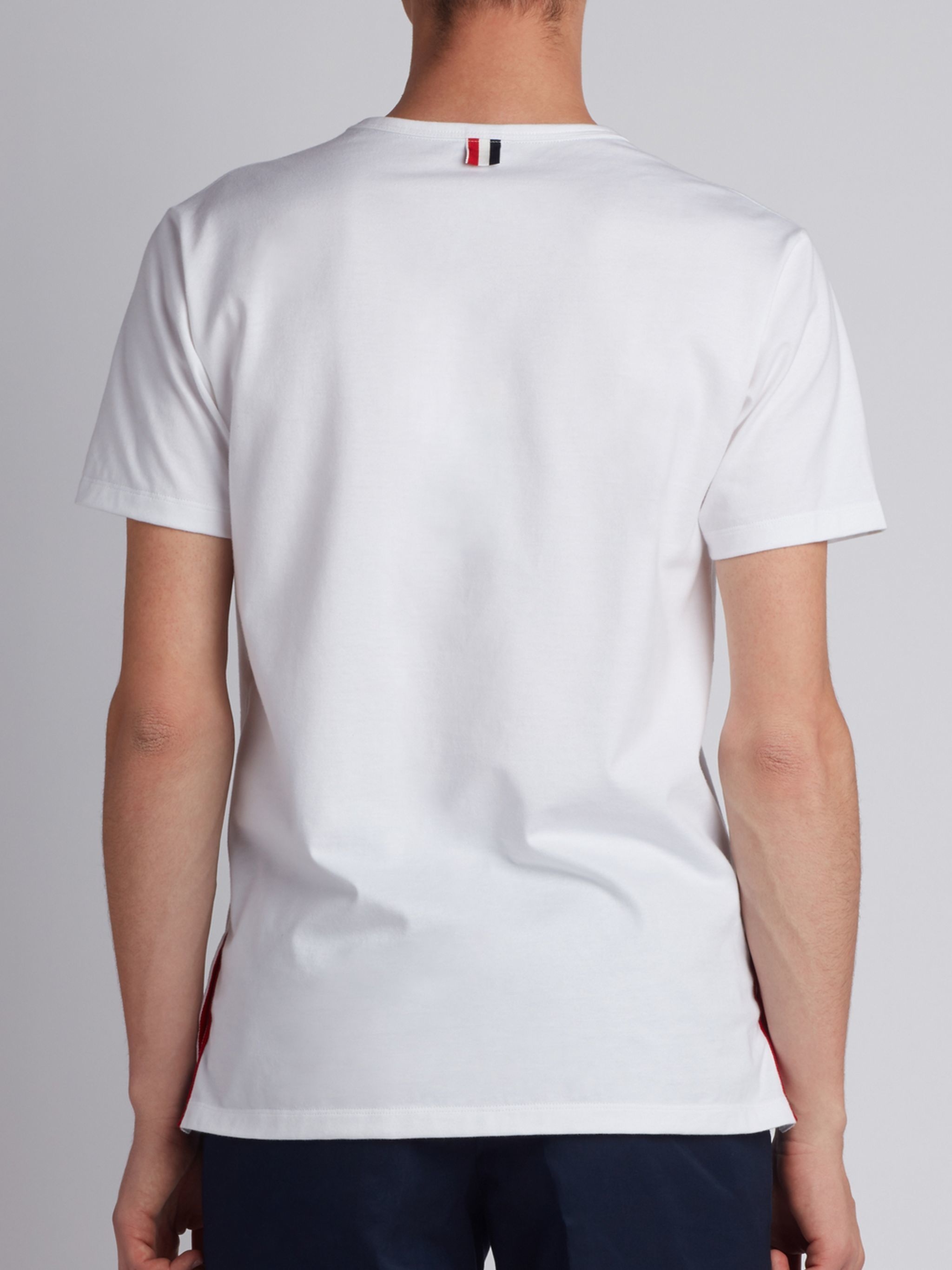 Whitemedium Weight Jersey Tipped Pocket Crew Neck Tee - 3