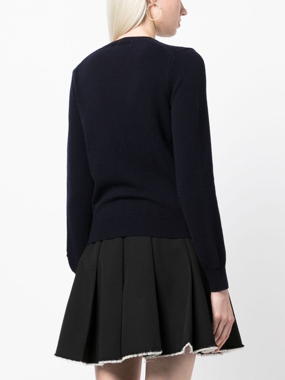 logo-patch wool cardigan - 4