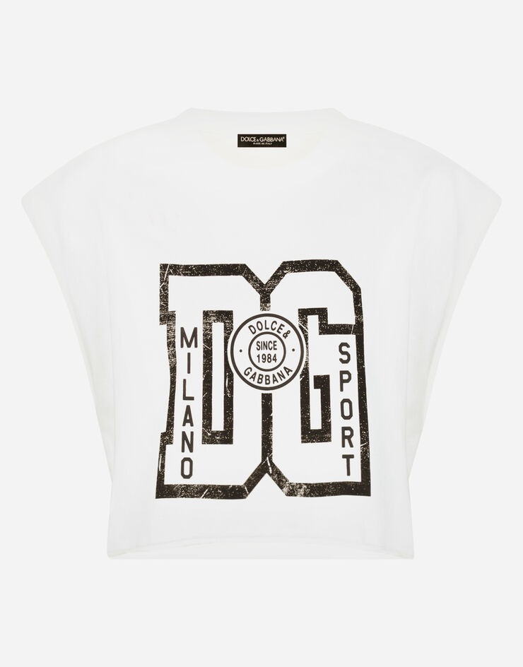 Cropped jersey T-shirt with DG print - 3