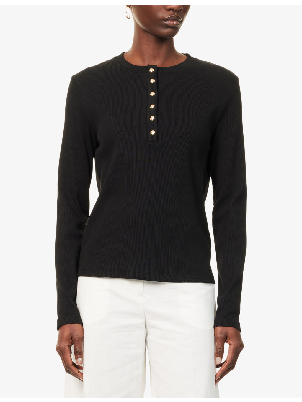 Alessia Ribbed Stretch-Cotton T-Shirt - 3