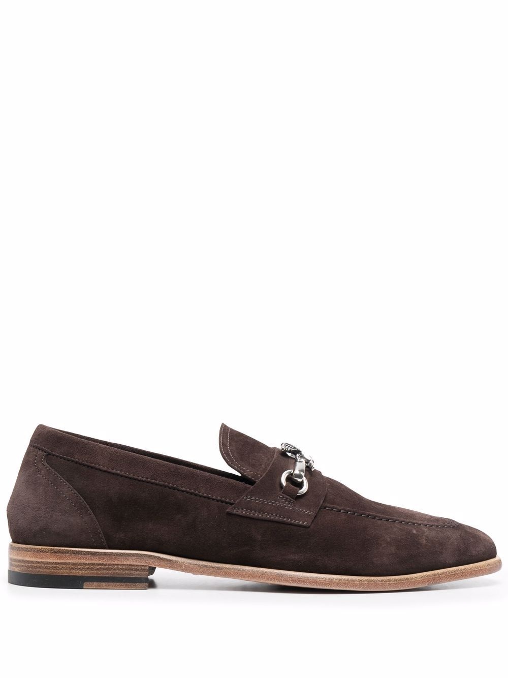 logo-plaque suede loafers - 1