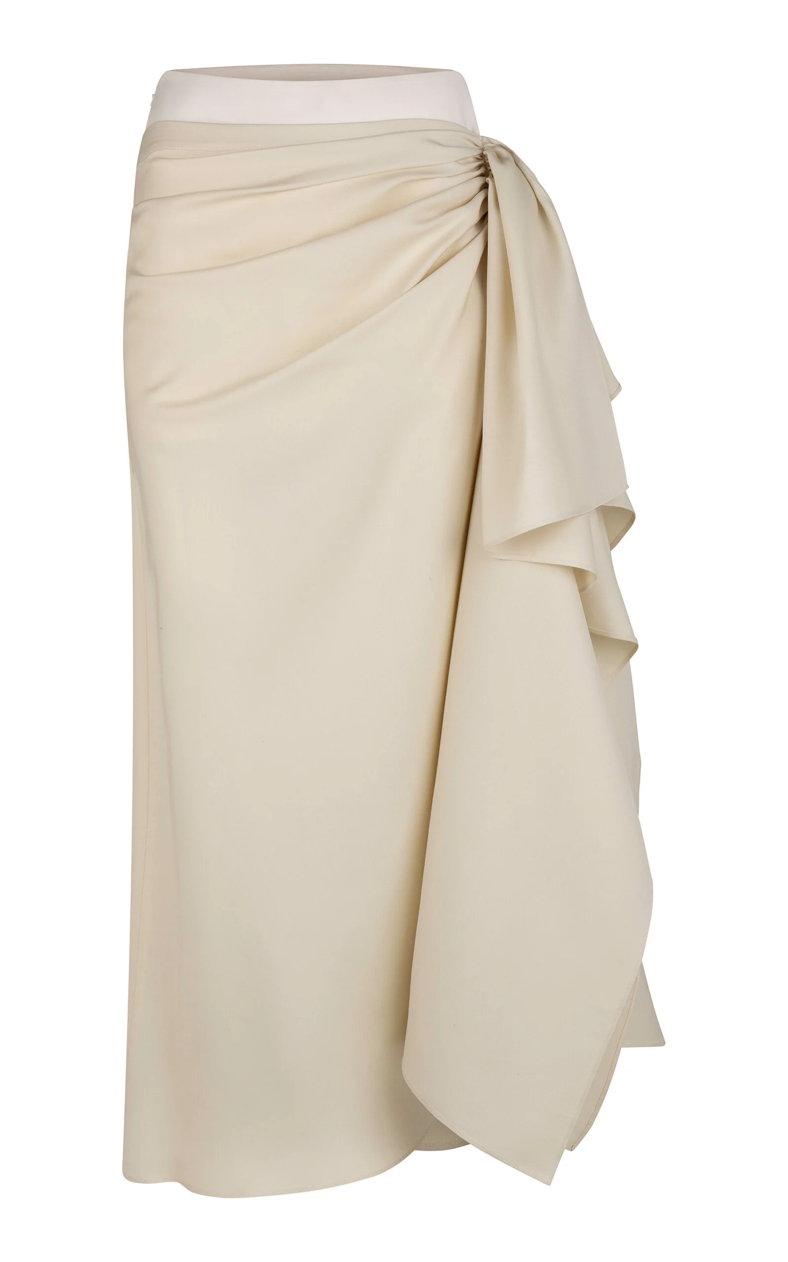 Liliana Ruched Draped Silk Maxi Skirt ivory - 1