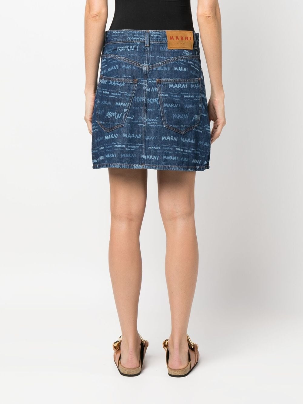 logo-print denim skirt - 4