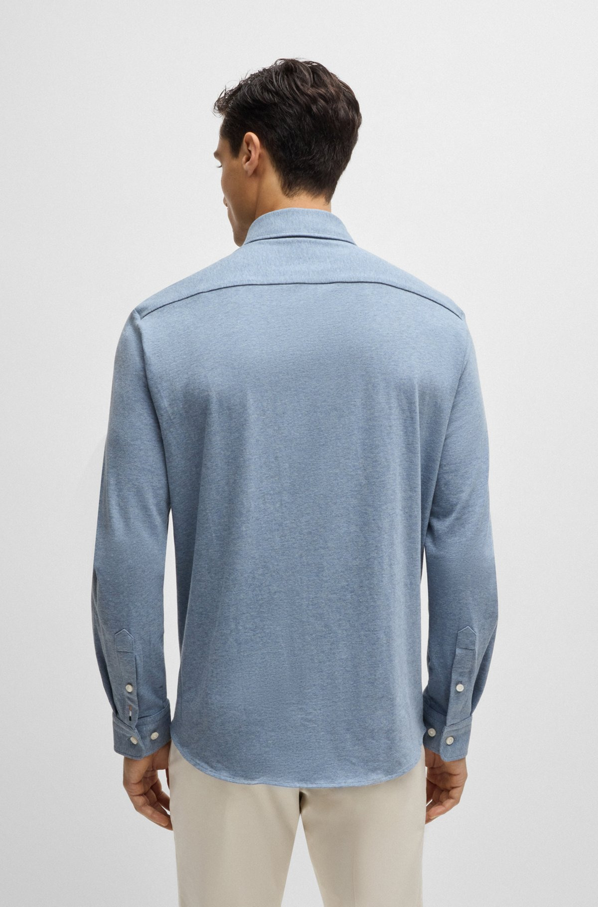 SLIM-FIT SHIRT IN STRETCH-COTTON JERSEY - 5