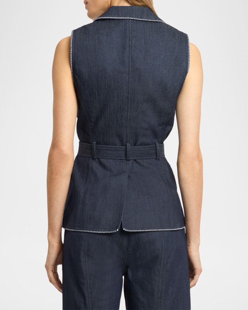 Cinq à Sept Tailored Twist-Trim Denim Vest outlook