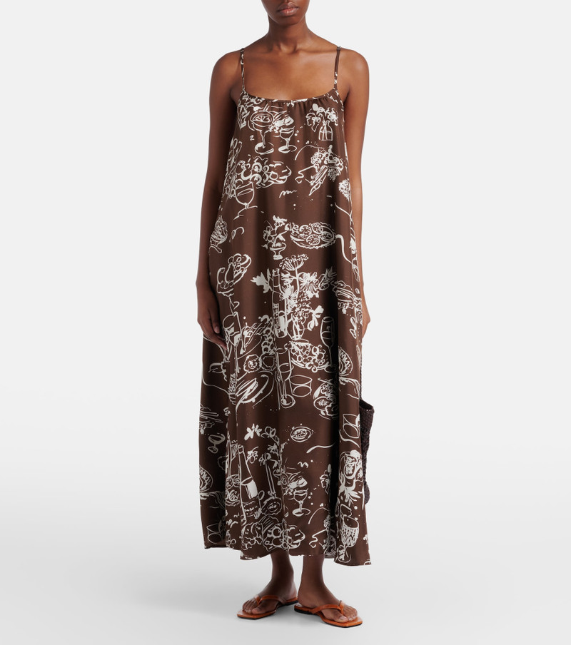 ASCENO Napoli printed silk twill maxi dress outlook