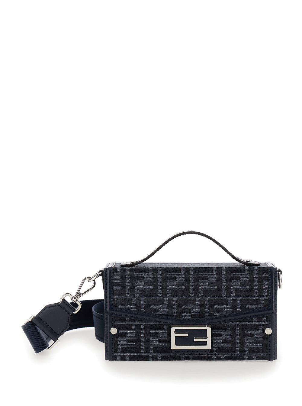 Fendi Men 'Baguette Soft Trunk' Blue Crossbody Bag In Ff Fabric Man - 1