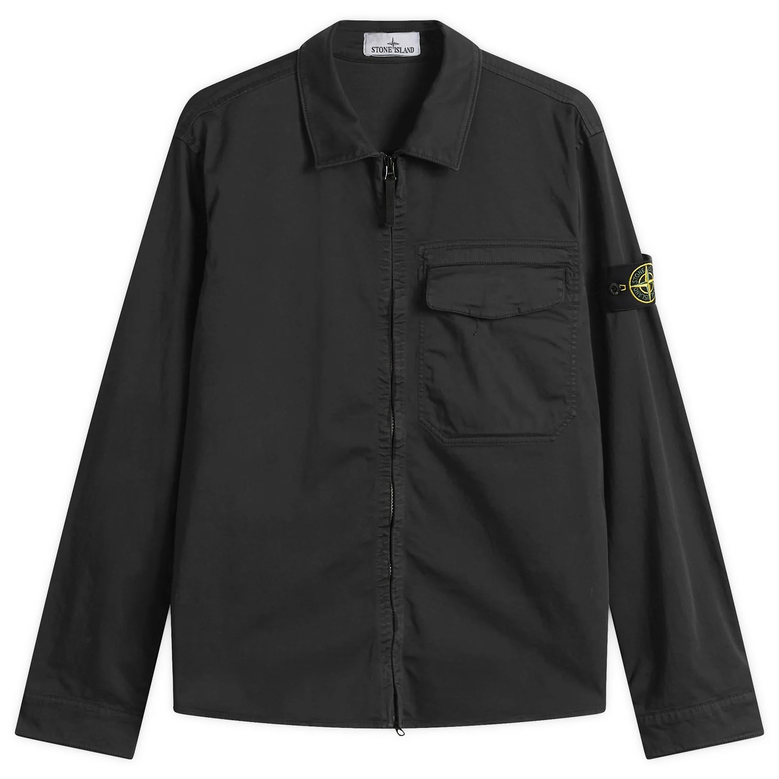Stone Island Organic Cotton Satin Zip Shirt Jacket - 1