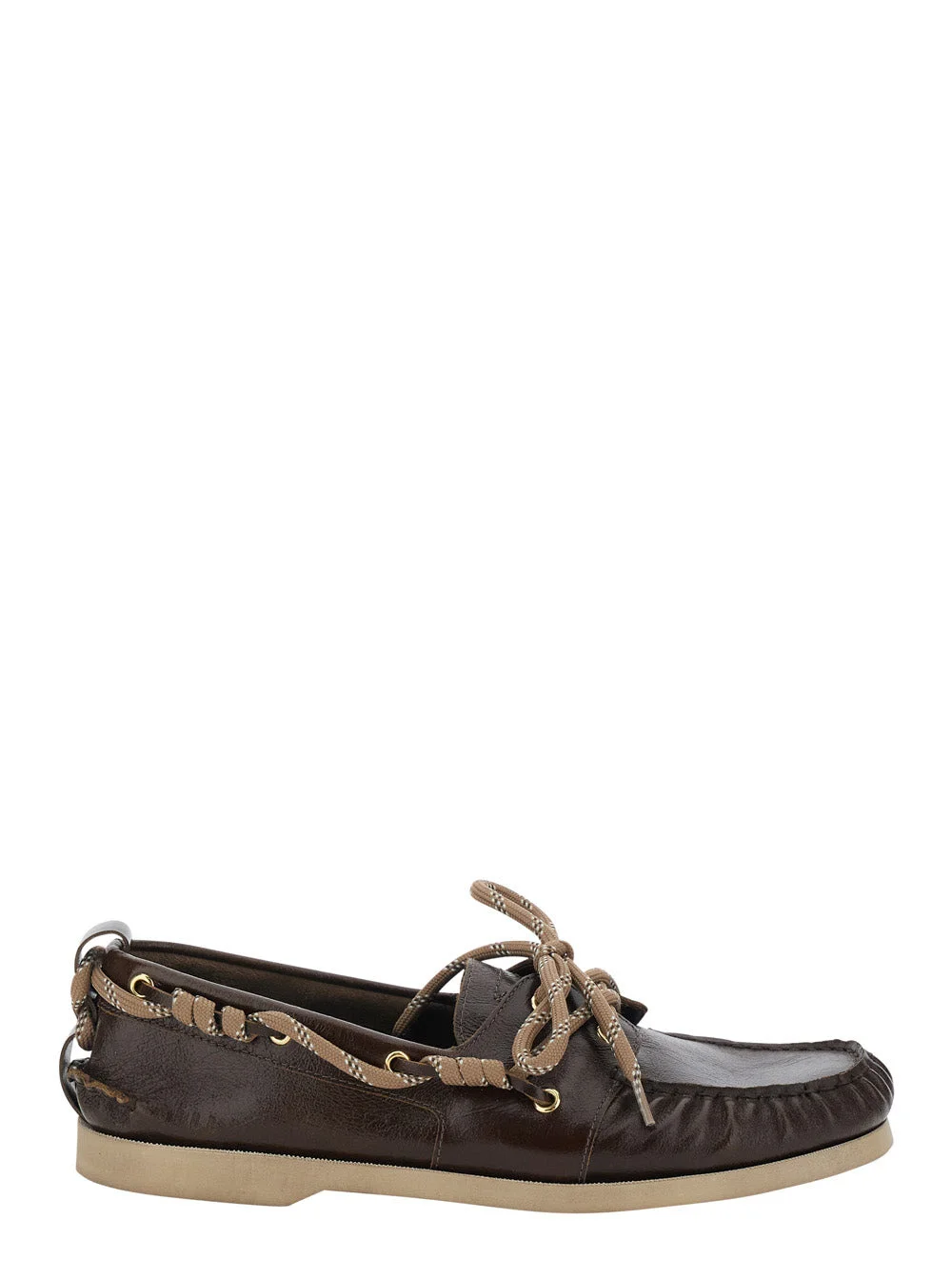 Golden Goose Men Brown Boat Moccasins With Side Laces In Leather Men - 1