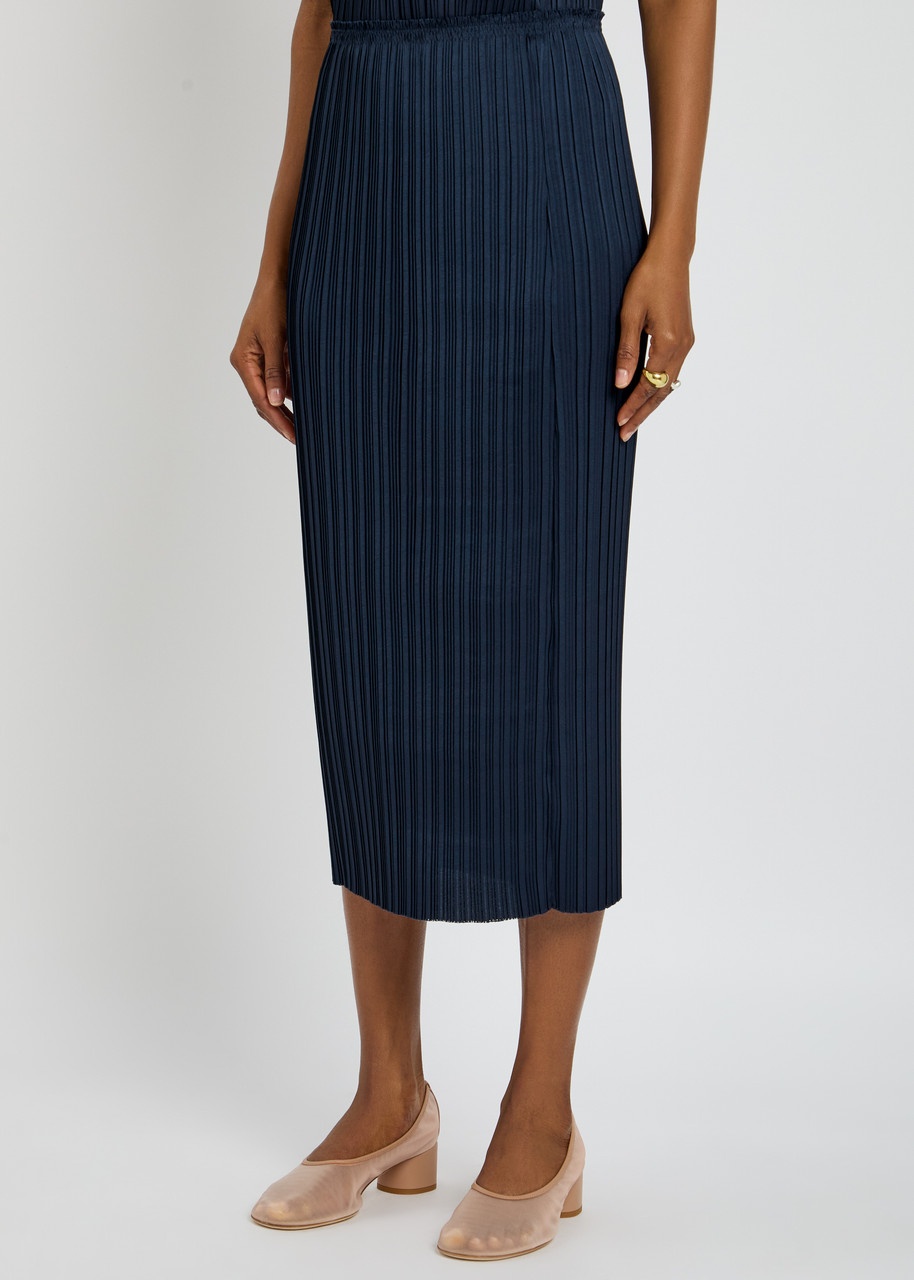 Vince Pleated Satin Midi Skirt - 2