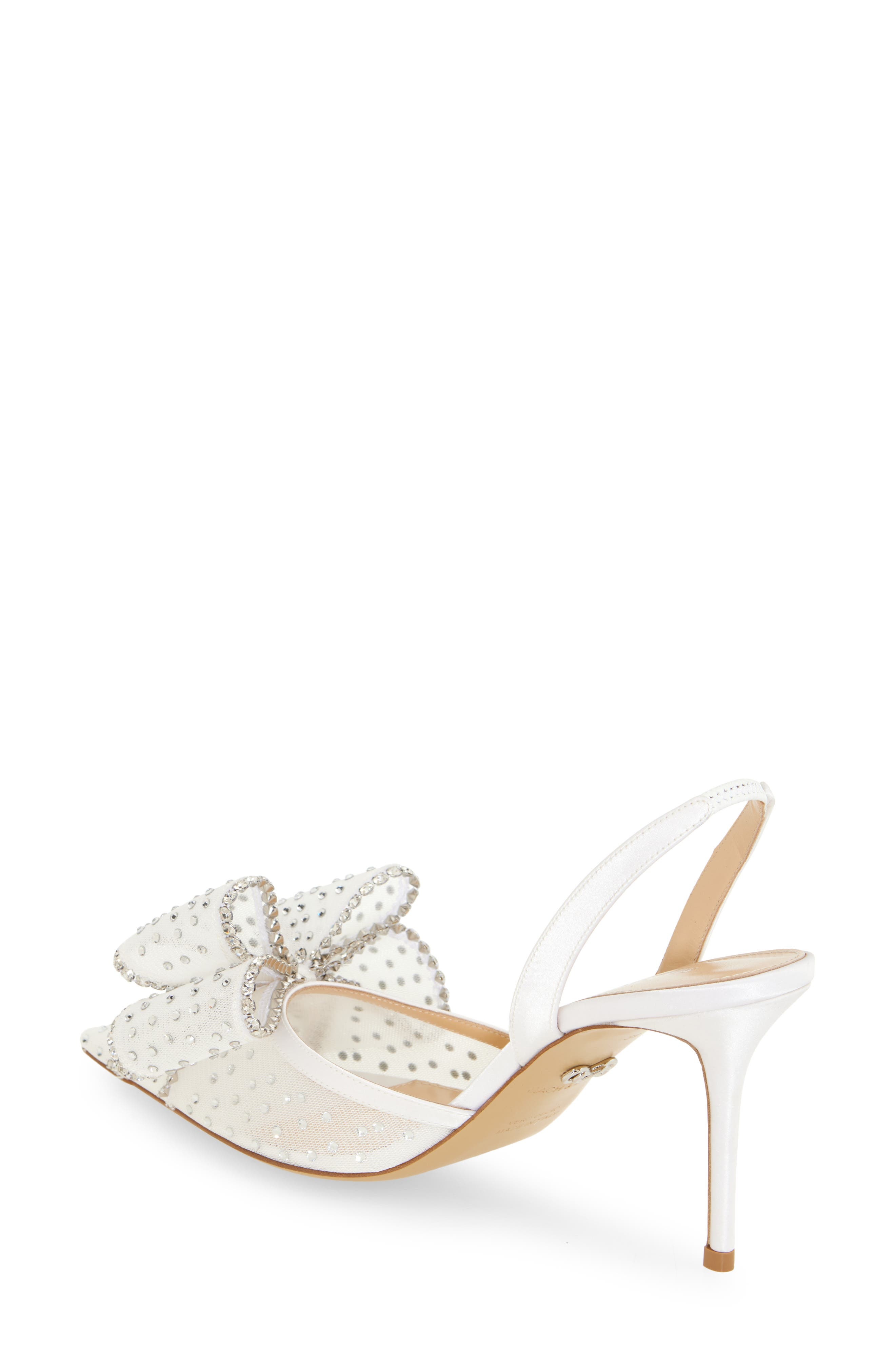 Mach & Mach Le Cadeau Bow Pointed Toe Slingback Pump in White at Nordstrom - 2