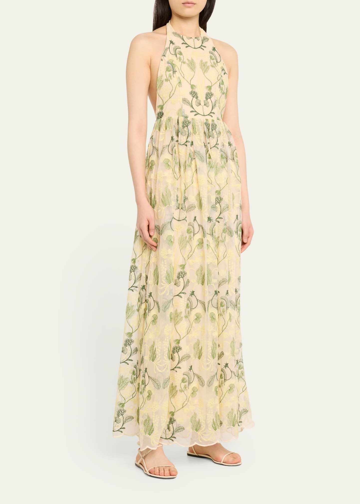 Acanella Embroidered Tie-Back Maxi Dress - 4