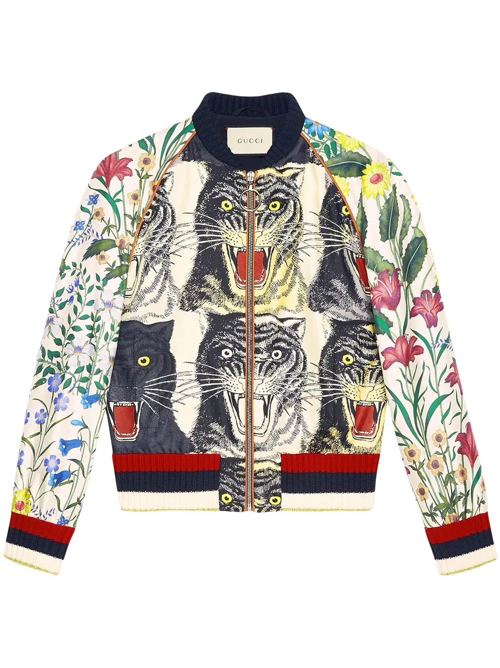 Patchwork print silk bomber - 1