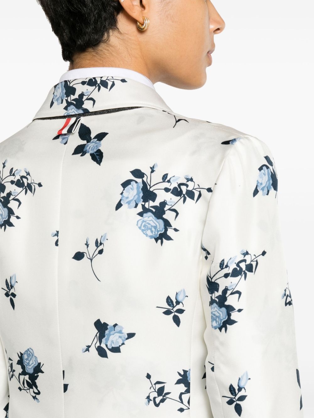 floral-print silk blazer - 5