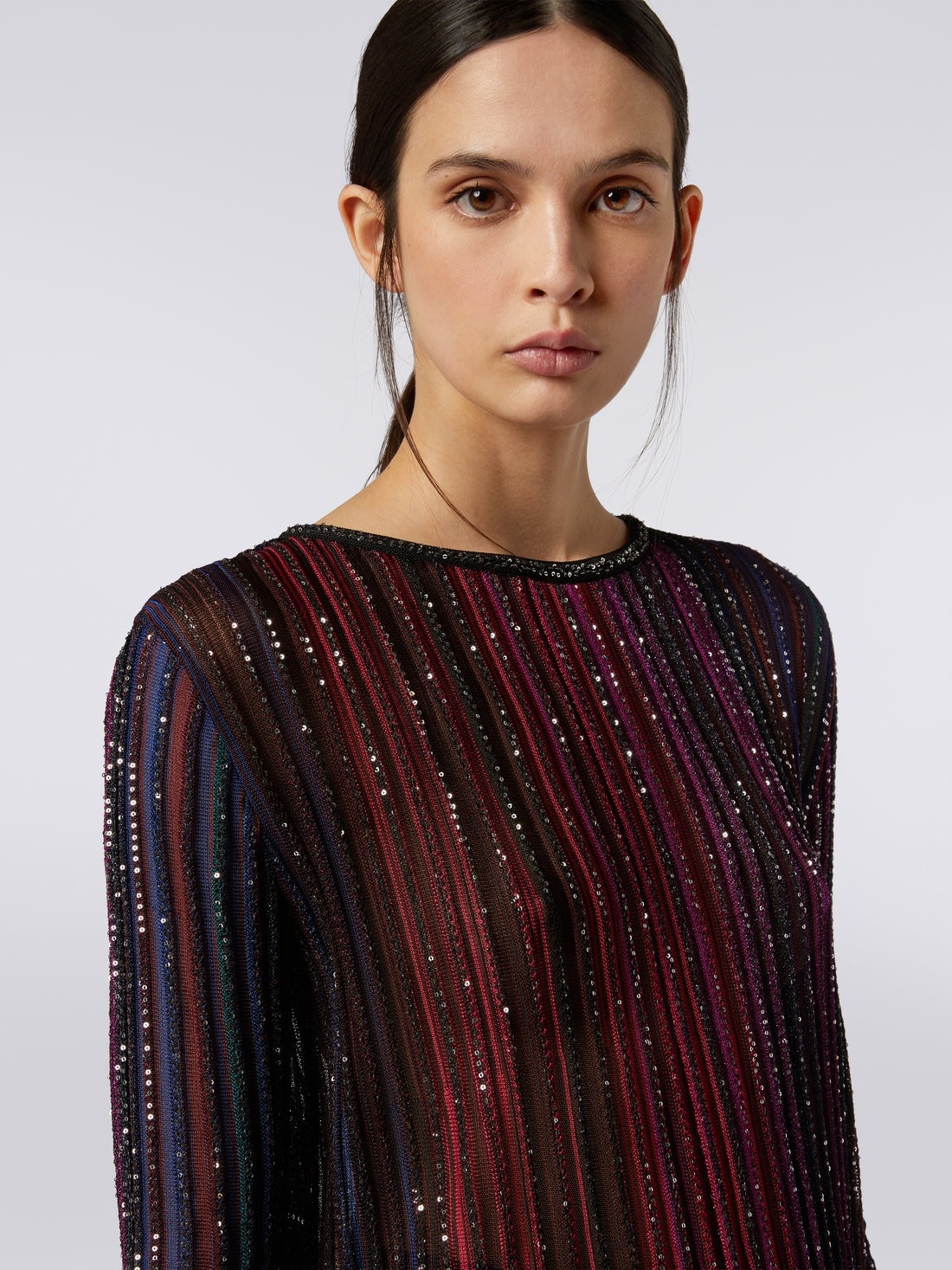 Viscose blend crew-neck pullover with sequins - 5