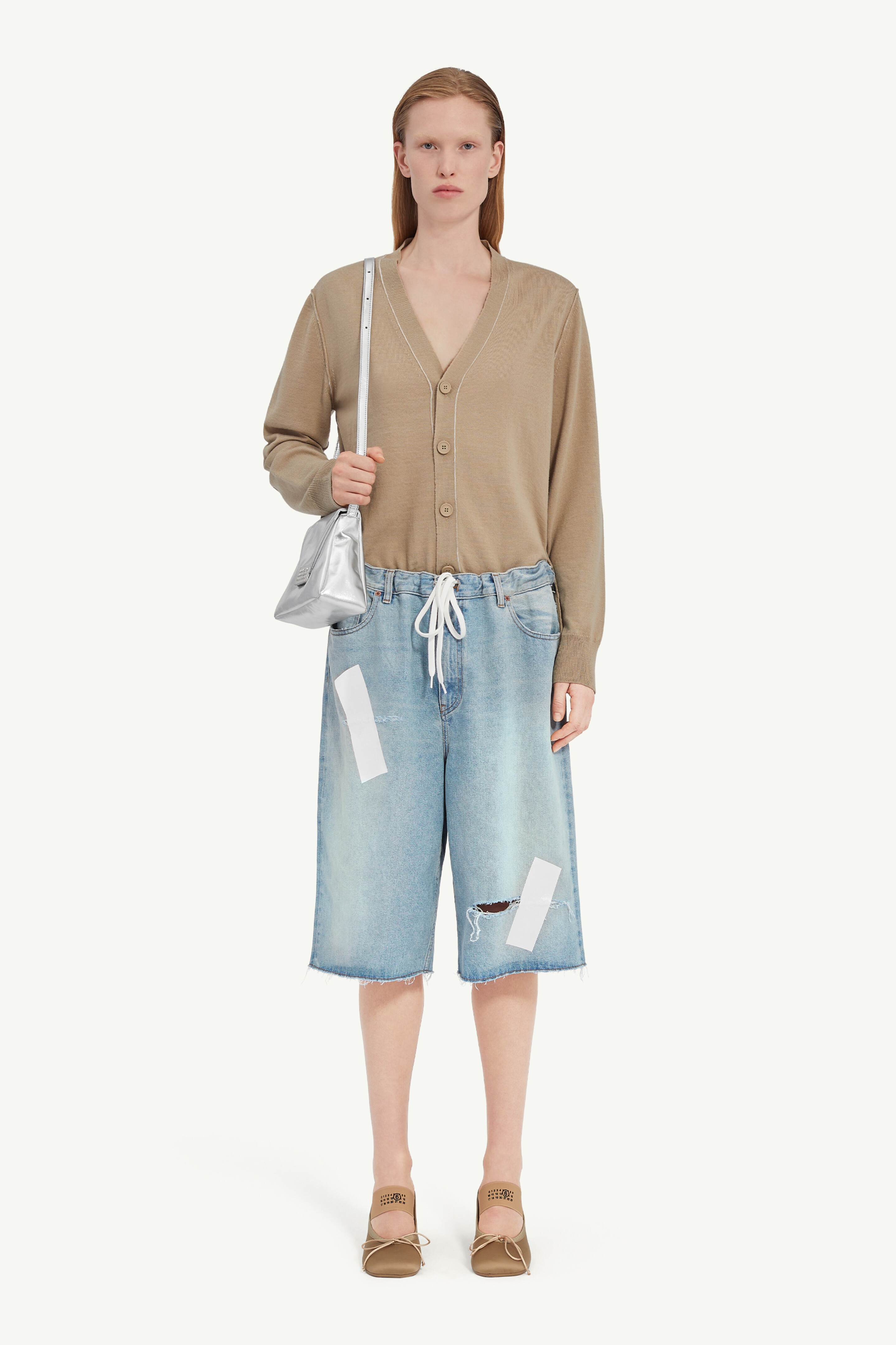 Taped denim shorts - 2