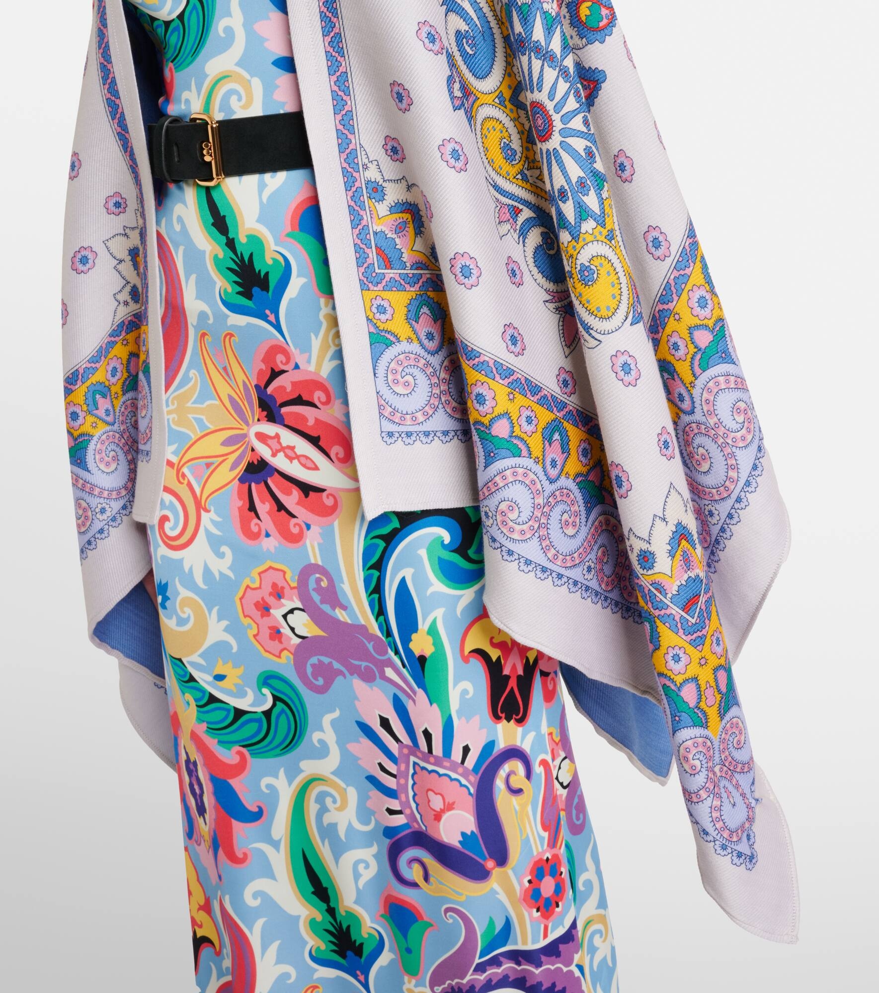 Paisley wool-blend cape - 5
