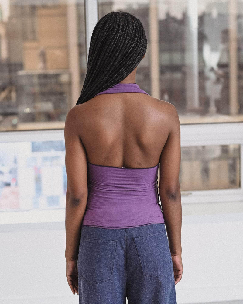 BASERANGE Cinder Halter Top - Fine Organic Cotton Rib outlook