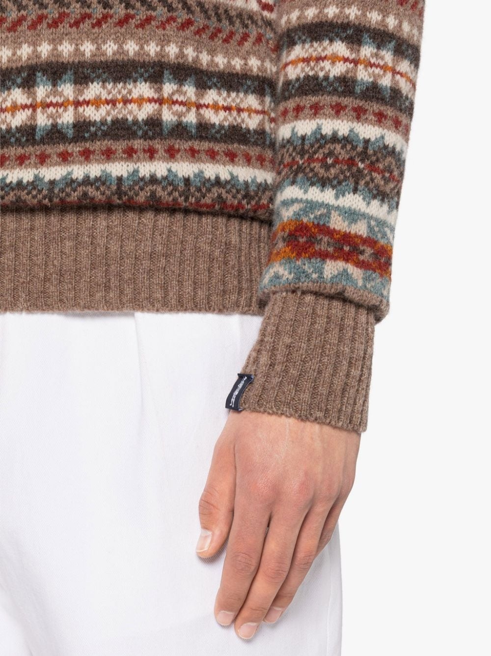 IMPULSE NUTMEG WOOL FAIR ISLE CREWNECK SWEATER - 6