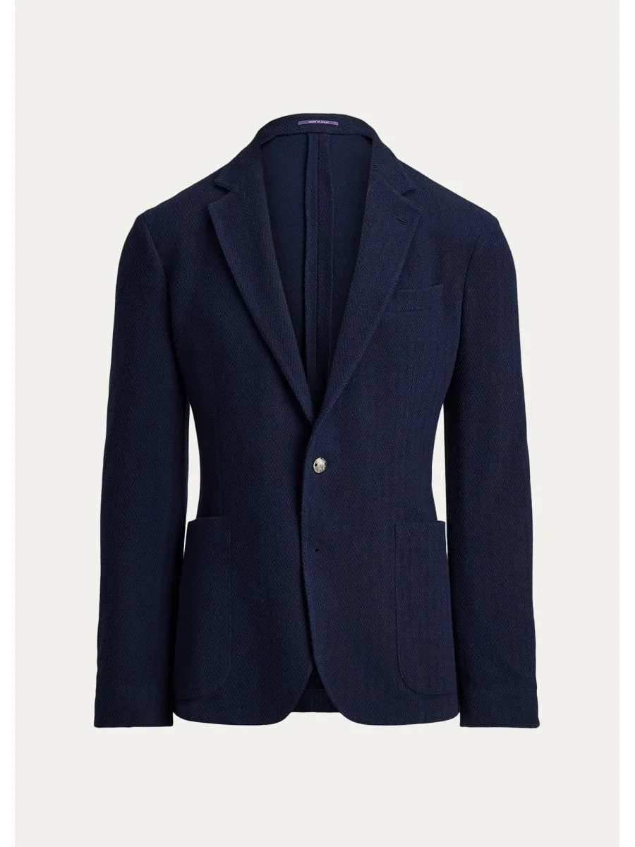 Men's Cashmere and Silk Chevron Jacquard Blazer - 1