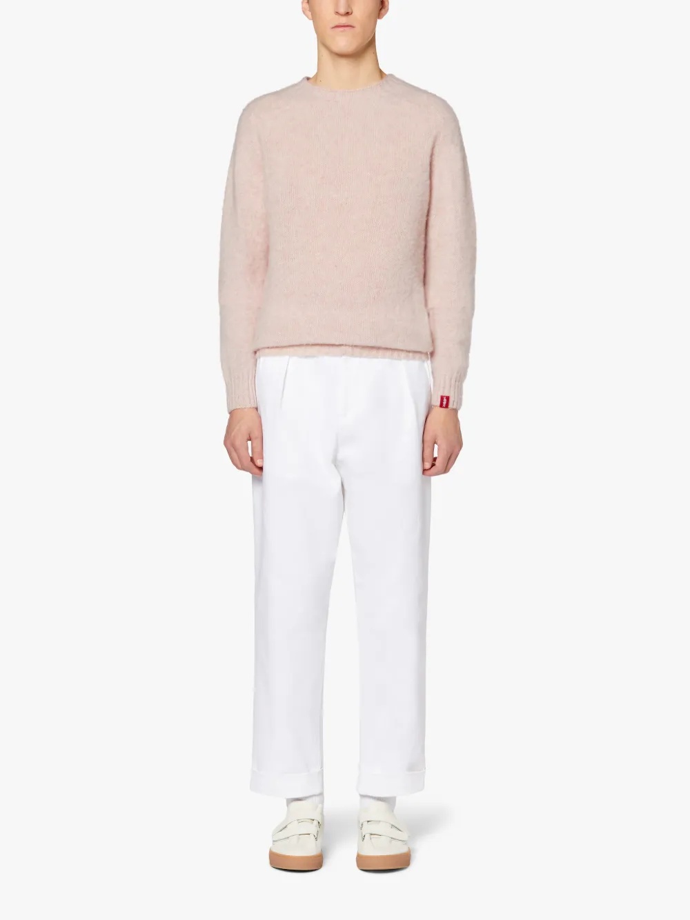 HUTCHINS PASTEL PINK WOOL CREWNECK SWEATER - 2