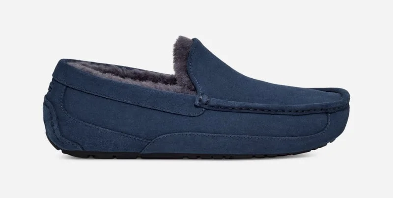 ® Men's Ascot Sheepskin Slipper Loafers in Deep Ocean - 1