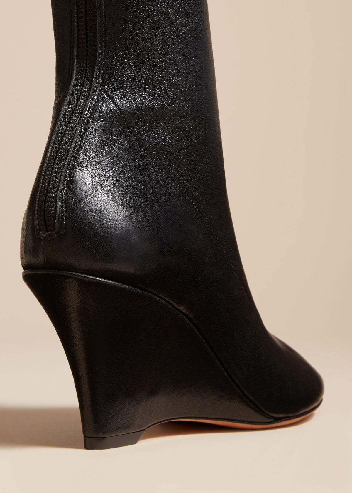 The Apollo Wedge Boot in Black Leather - 3