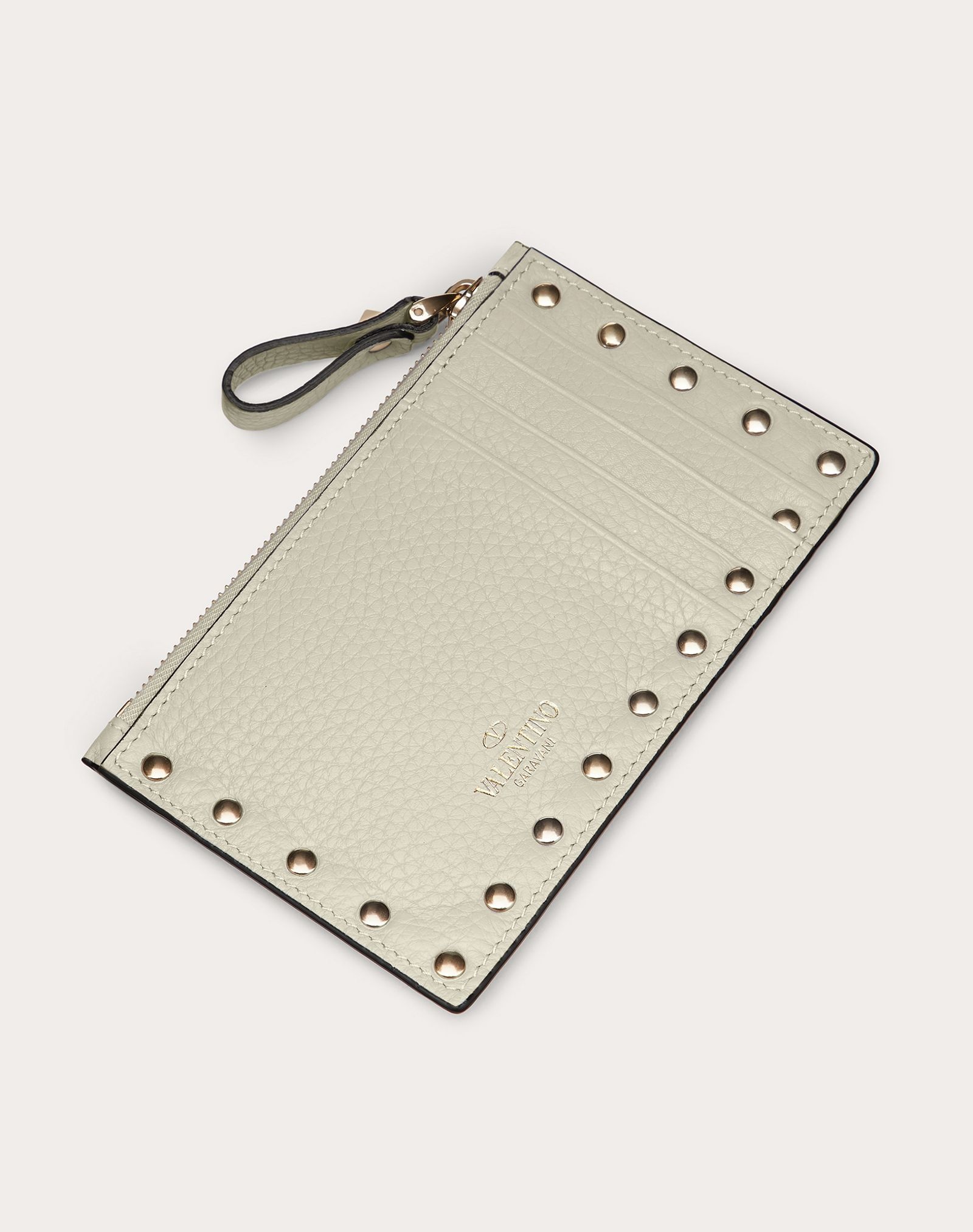ROCKSTUD GRAINY CALFSKIN CARDHOLDER WITH ZIPPER 3