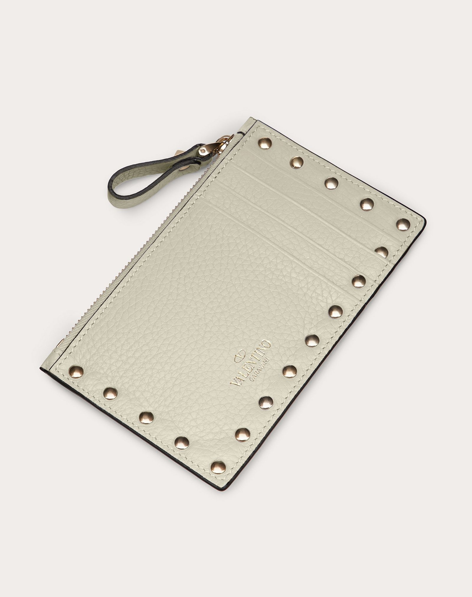 ROCKSTUD GRAINY CALFSKIN CARDHOLDER WITH ZIPPER - 3