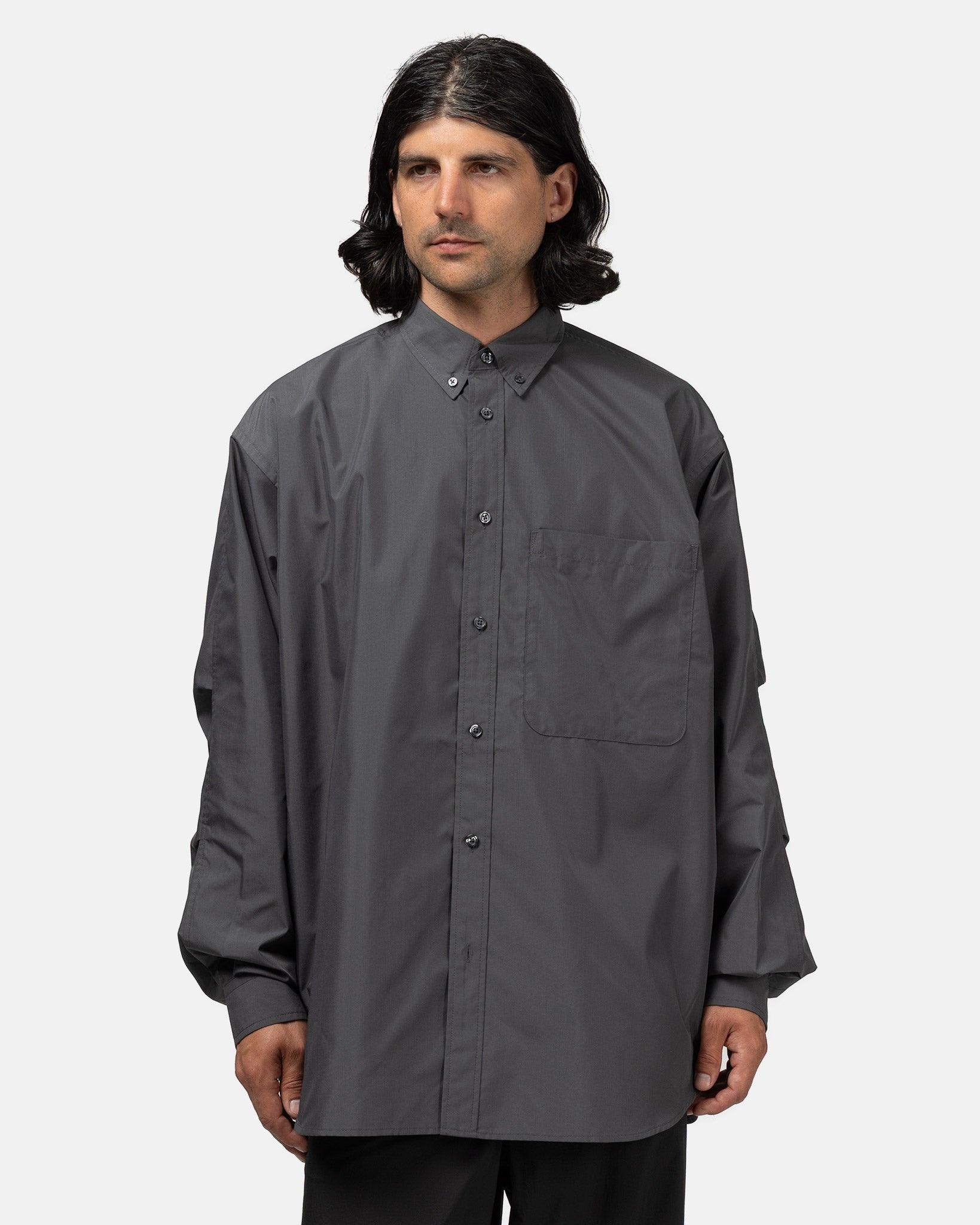 Tech Button Down Shirt L/S Charcoal - 4