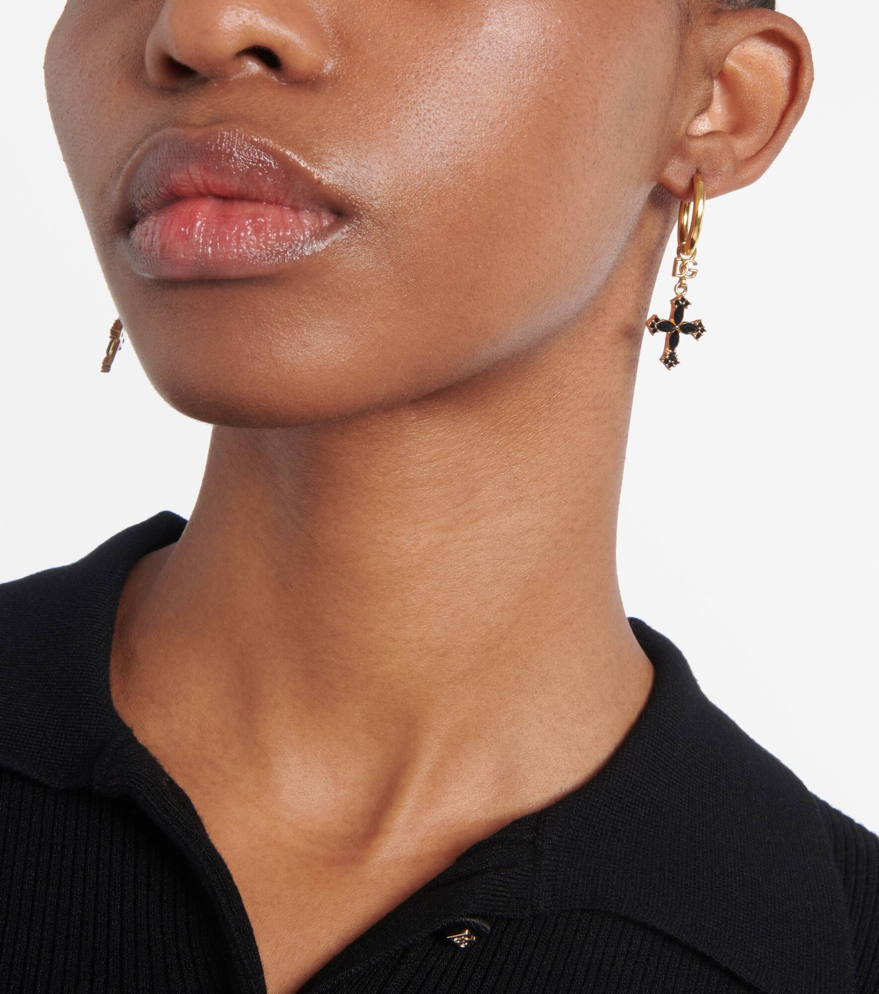 DG cross embellished hoop earrings - 3