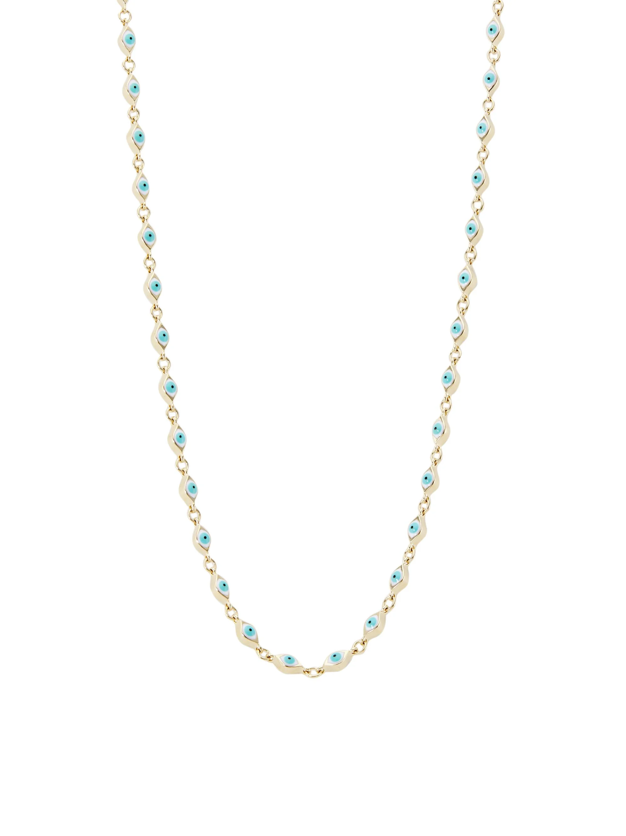 Women's Spiritual 14K Yellow Gold & Enamel Evil Eye Necklace - 1