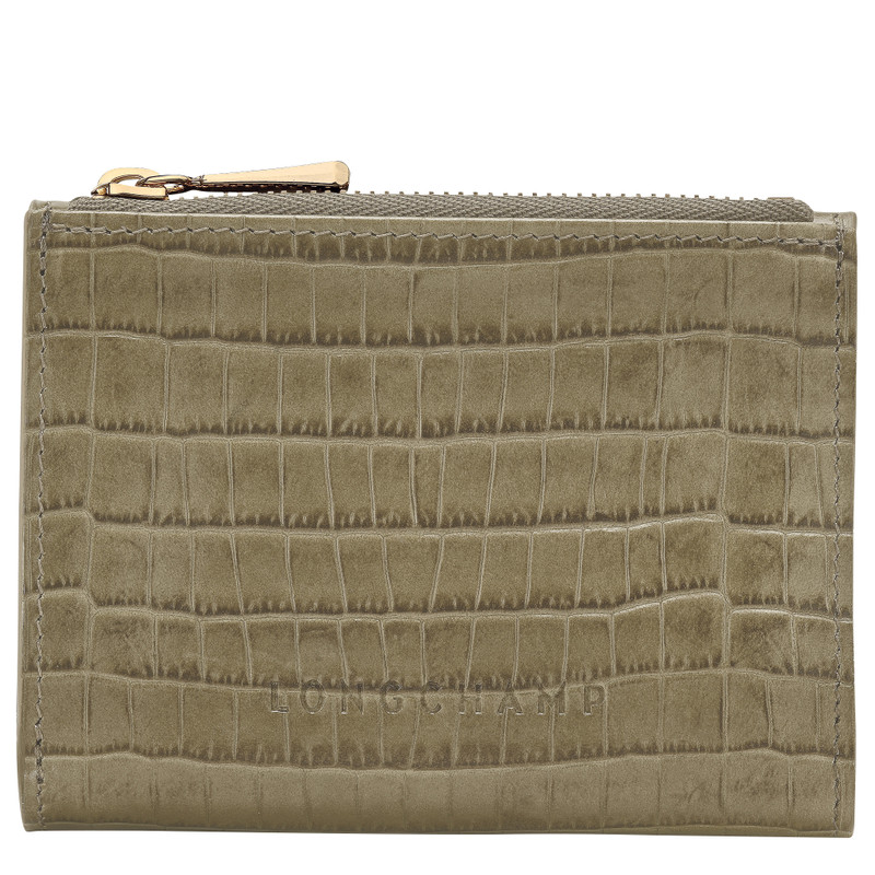 Longchamp Pocket Compact wallet Olive - Leather 1