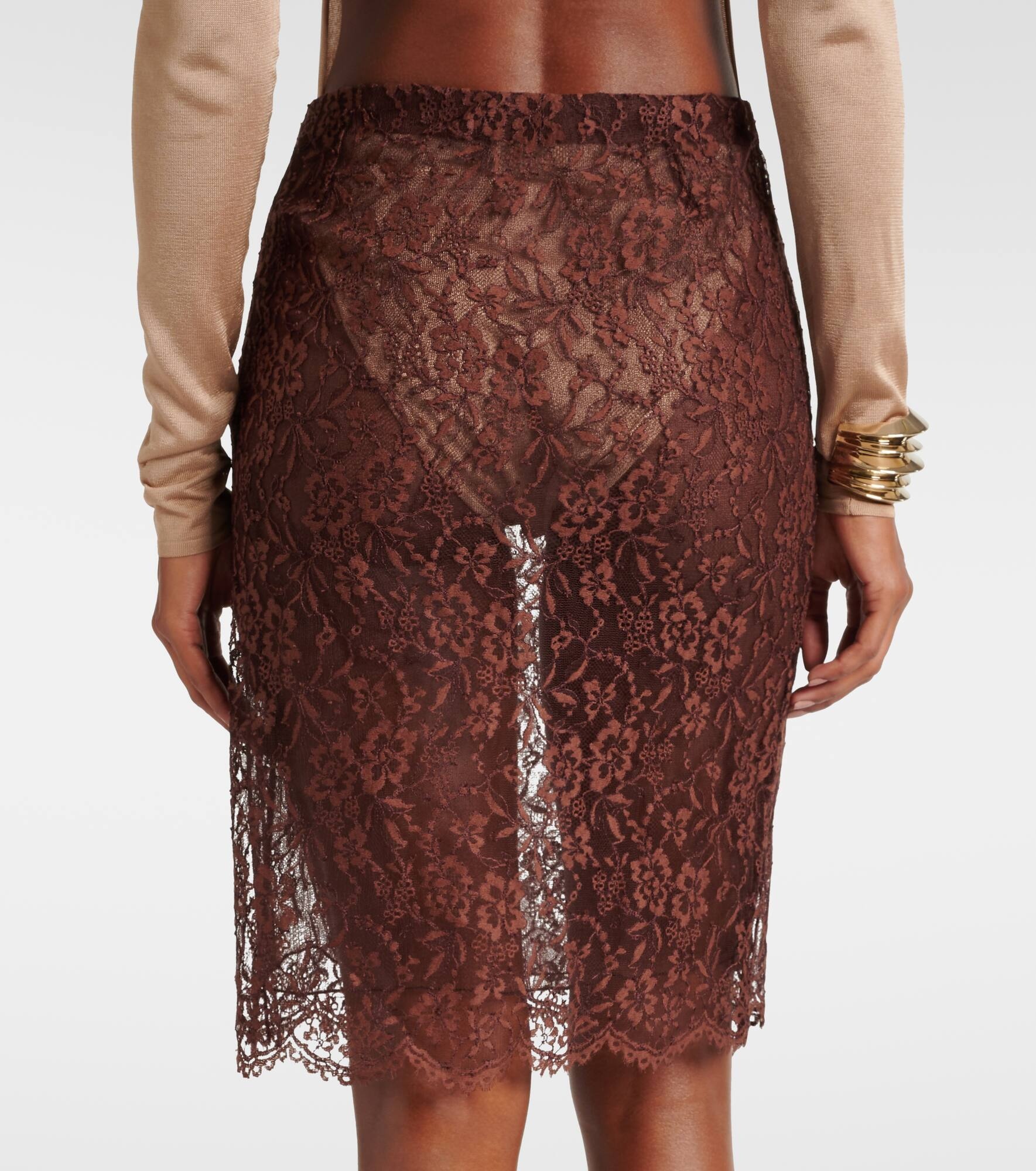 Floral lace pencil skirt - 5