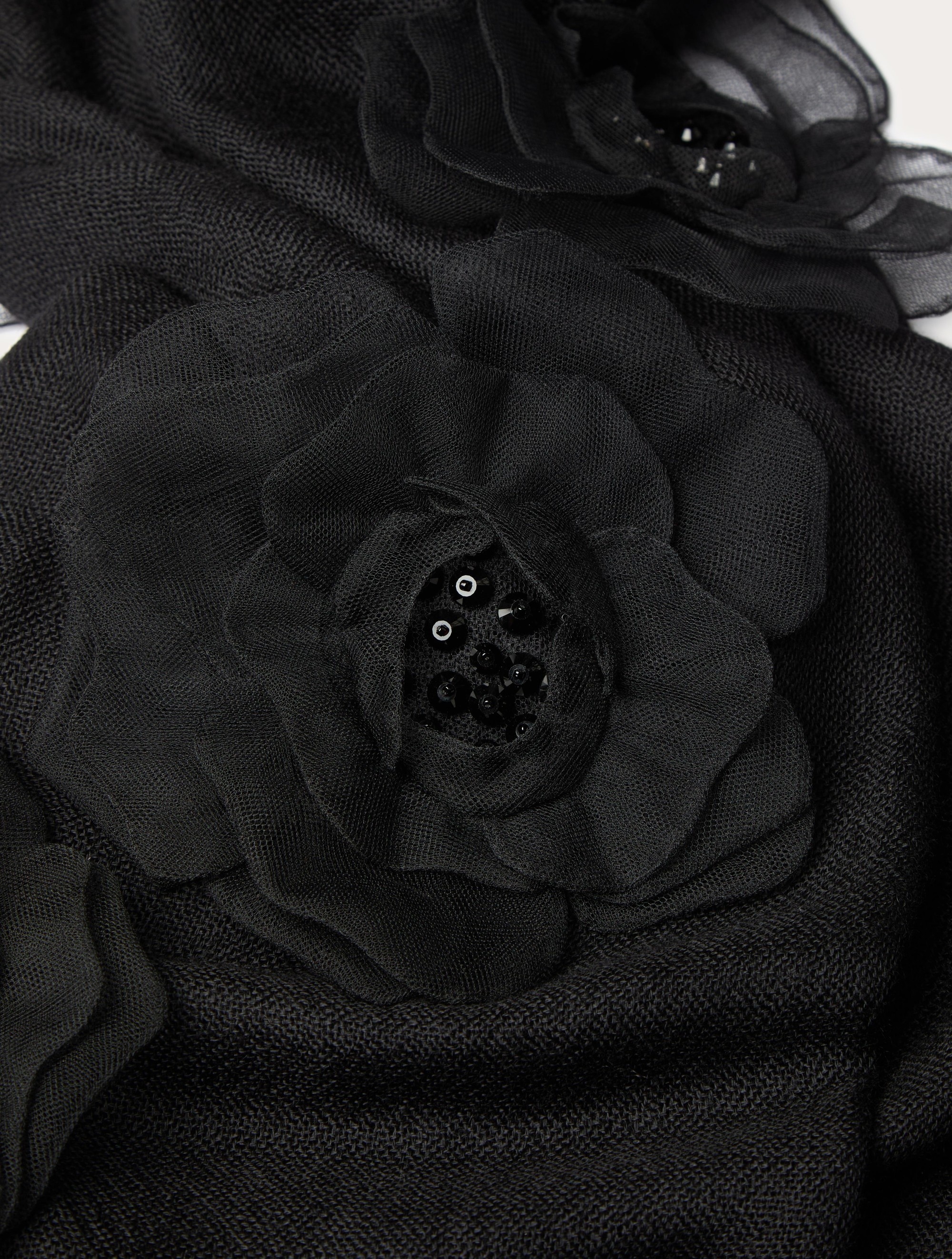 LACE CASHMERE STOLE WITH ROSE EMBROIDERY - 2