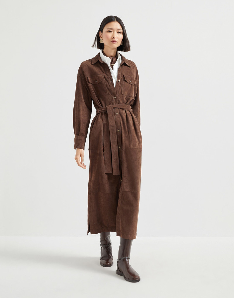 Suede shirt dress with monili 1