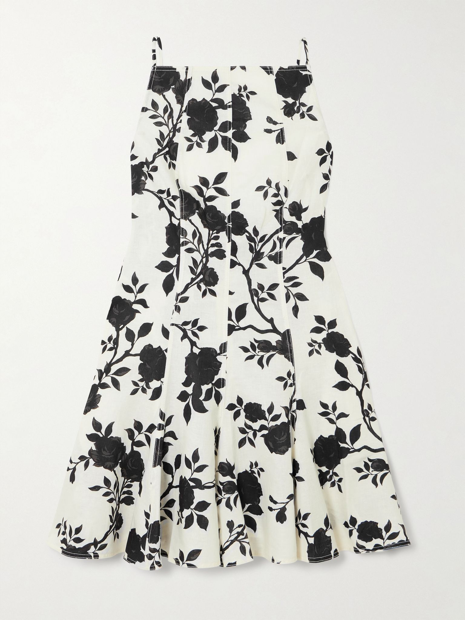 Open-back bow-detailed floral-print linen and cotton-blend mini dress White - 1
