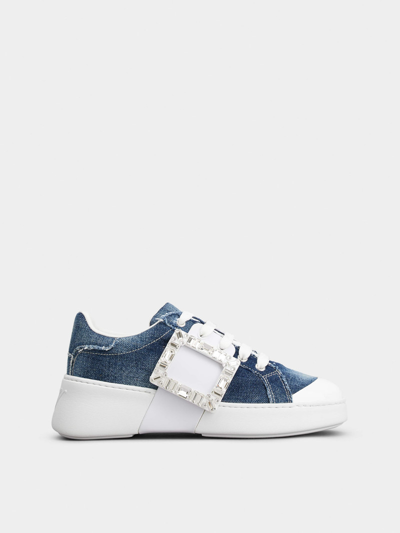 Viv' Skate Strass Buckle Sneakers in Denim 1