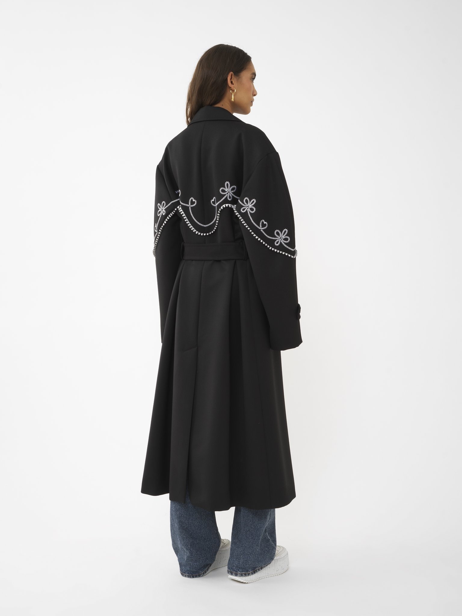 EMBROIDERED LONG TRENCH COAT - 5