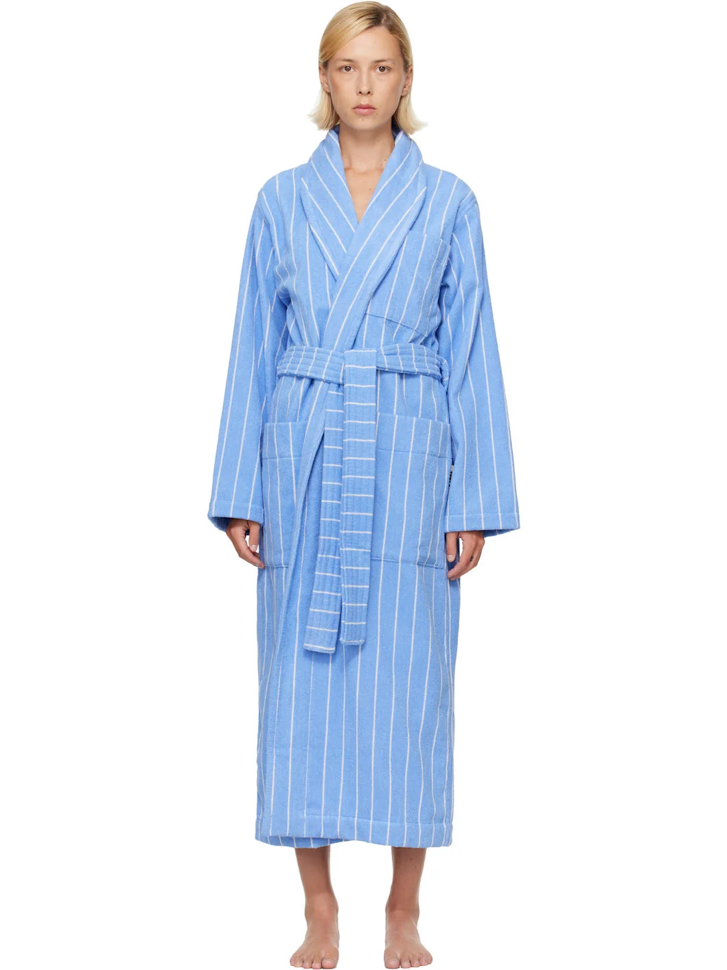 Blue & White Terry Classic Bathrobe - 1