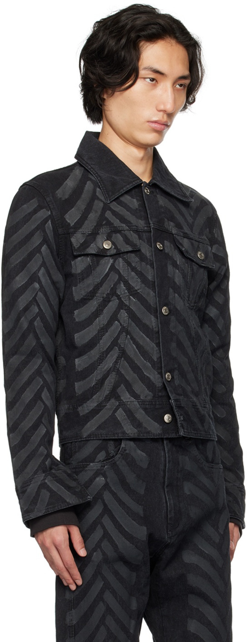 Kanghyuk Black Tire Waxed Denim Jacket outlook