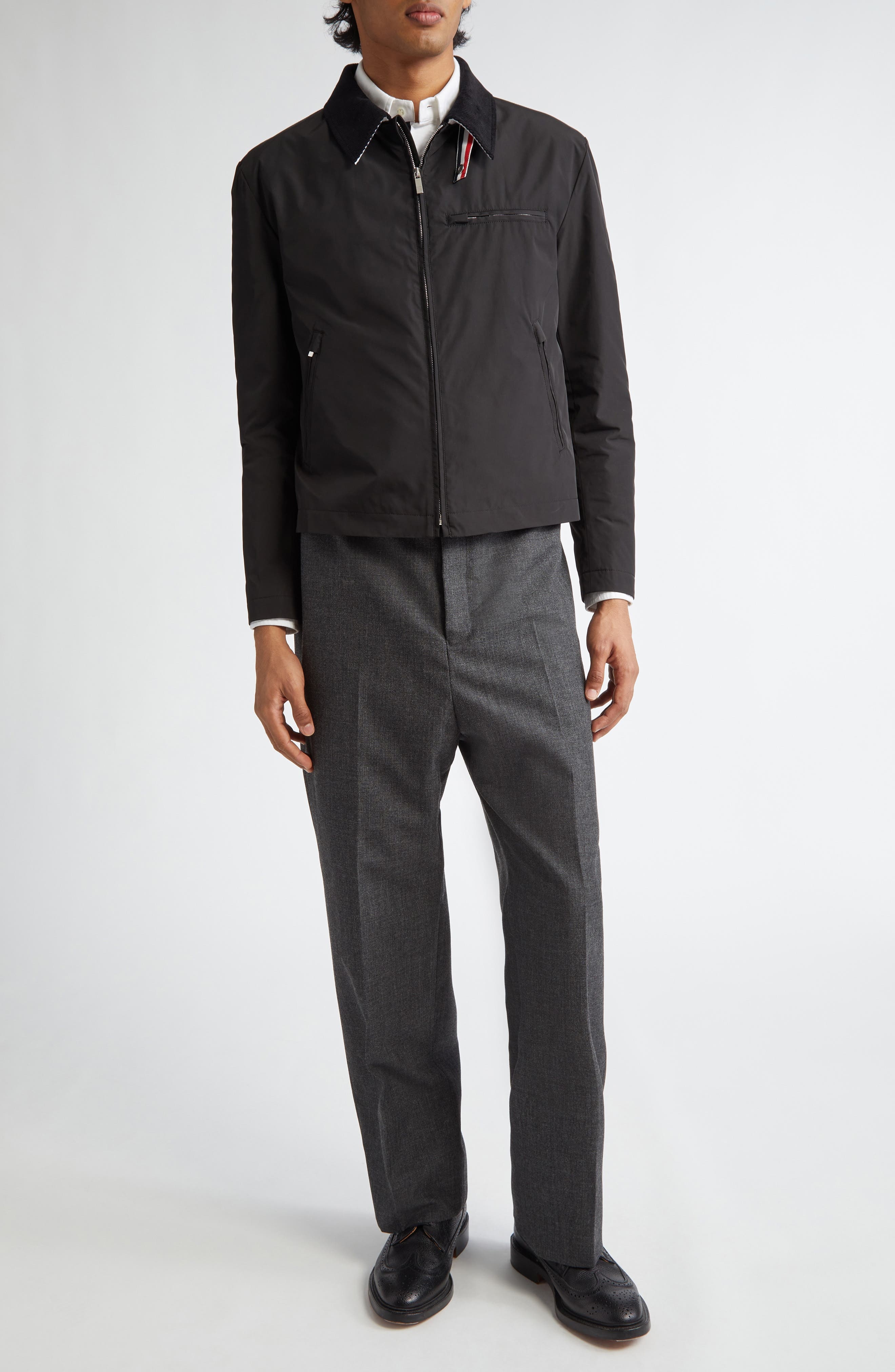 Thom Browne High Waist Back Strap Wool Trousers in Dark Grey at Nordstrom - 2