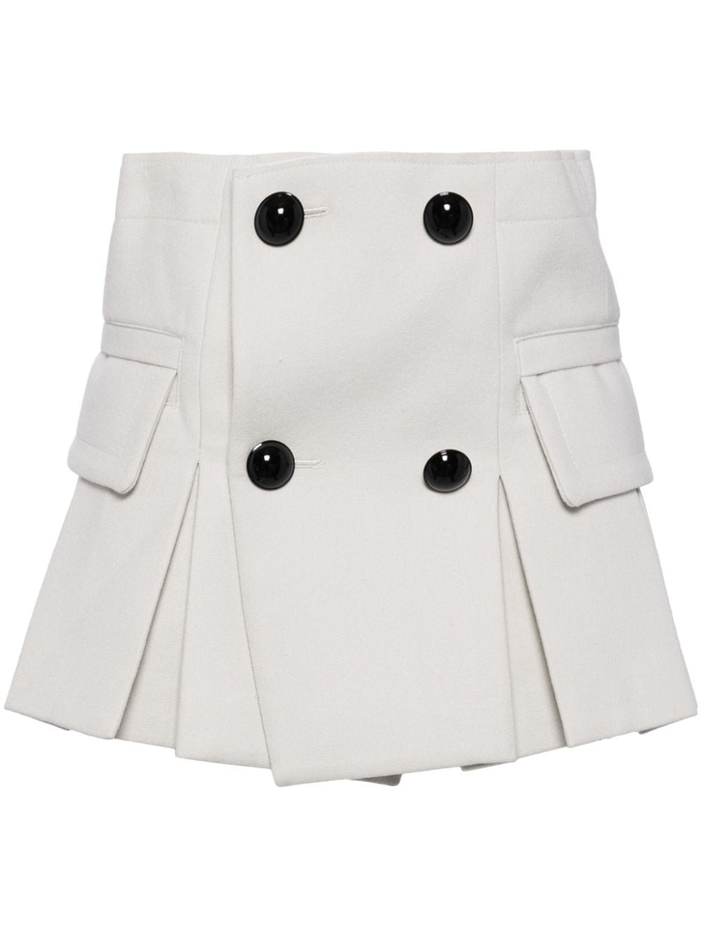 double breast button wool short - 2