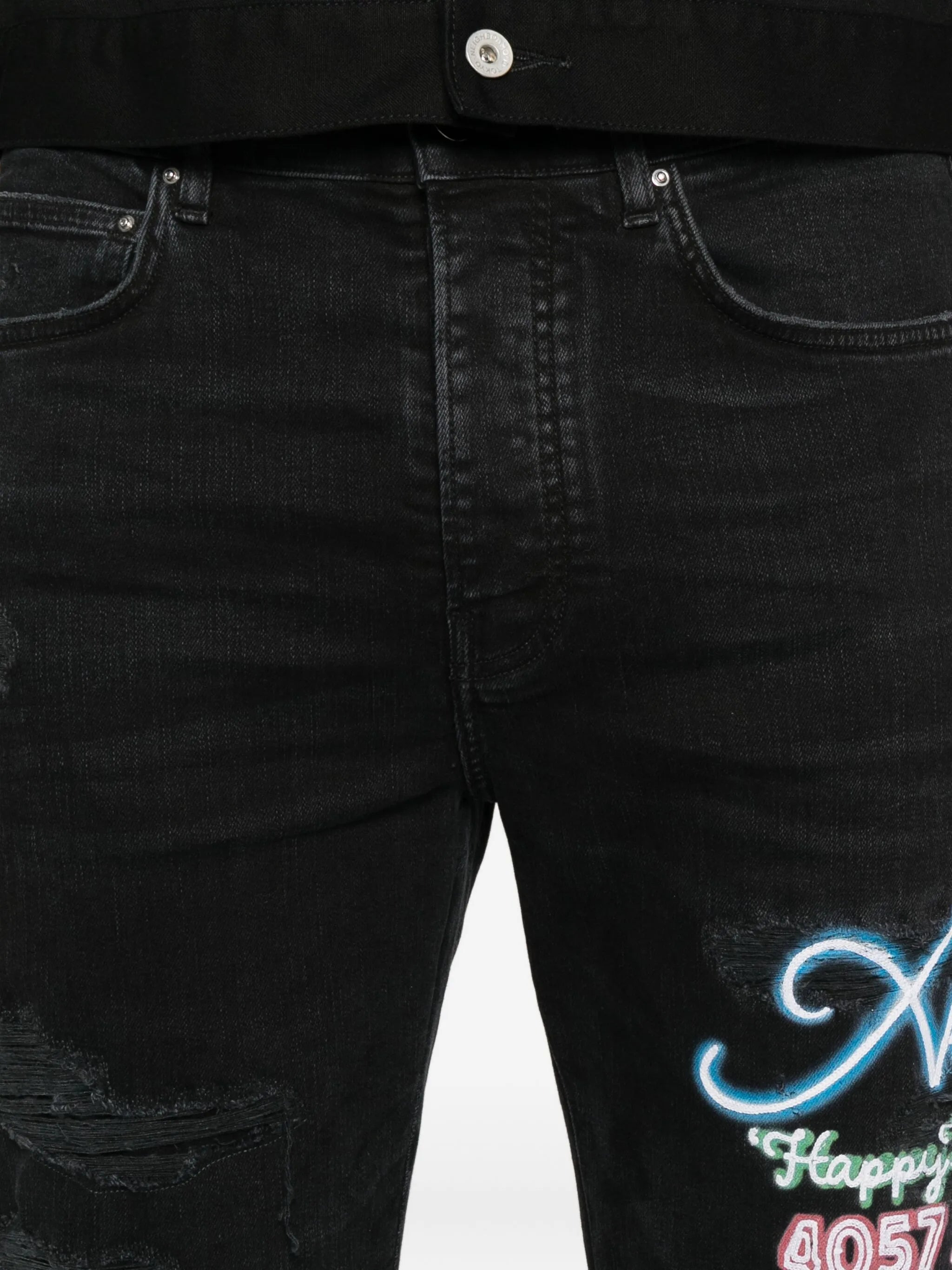 Amiri Distressed Embroidered Jeans - 5
