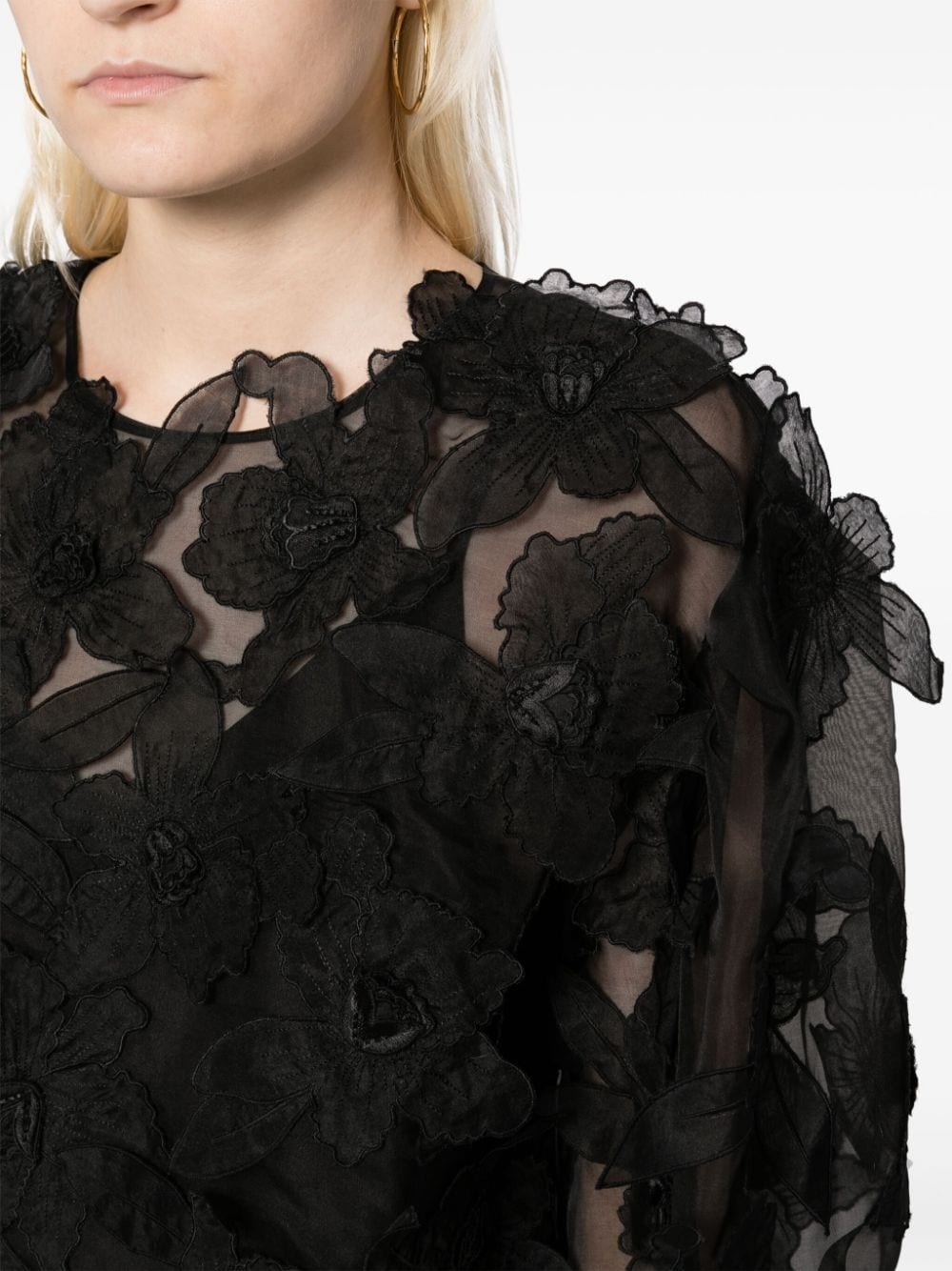 floral-appliquÃ© silk blouse - 5