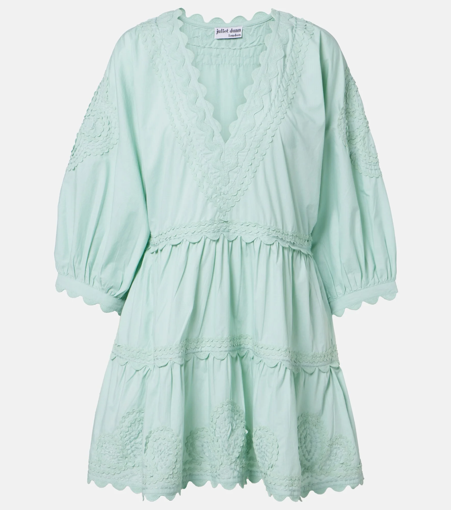 Embroidered scalloped cotton poplin minidress - 1