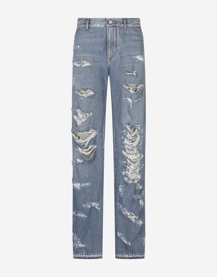 Flared jeans with ripped details - 3
